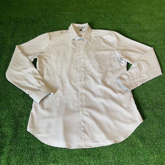 Doc & Amelia by Cintas Long Sleeve Button Down Blue Grey Plaid Shirt Size M - Picture 1 of 11